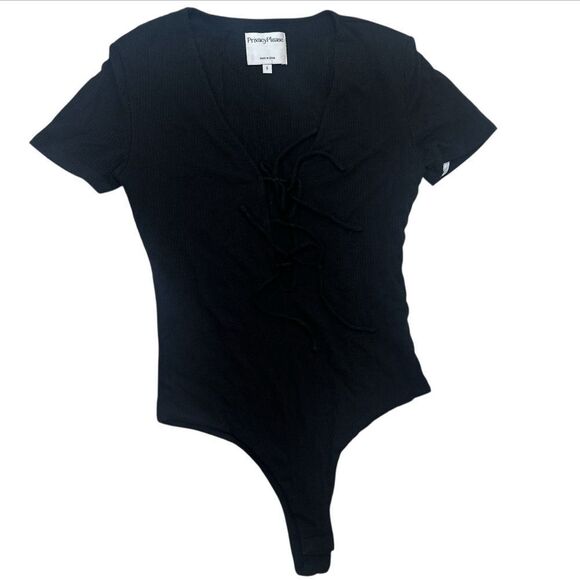 2 for $30 REVOLVE PRIVACY PLEASE Xenia Black Lace-Up Bodysuit - Picture 3 of 13